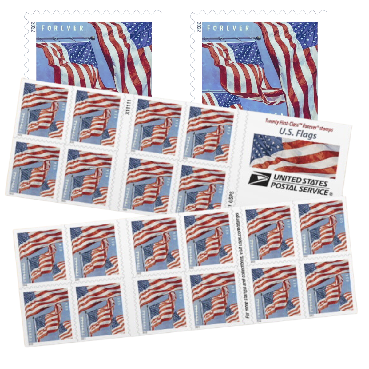 2022 USPS First Class Forever Postage Stamps 5 Sheets of 20 (100 total mailing stamps)
